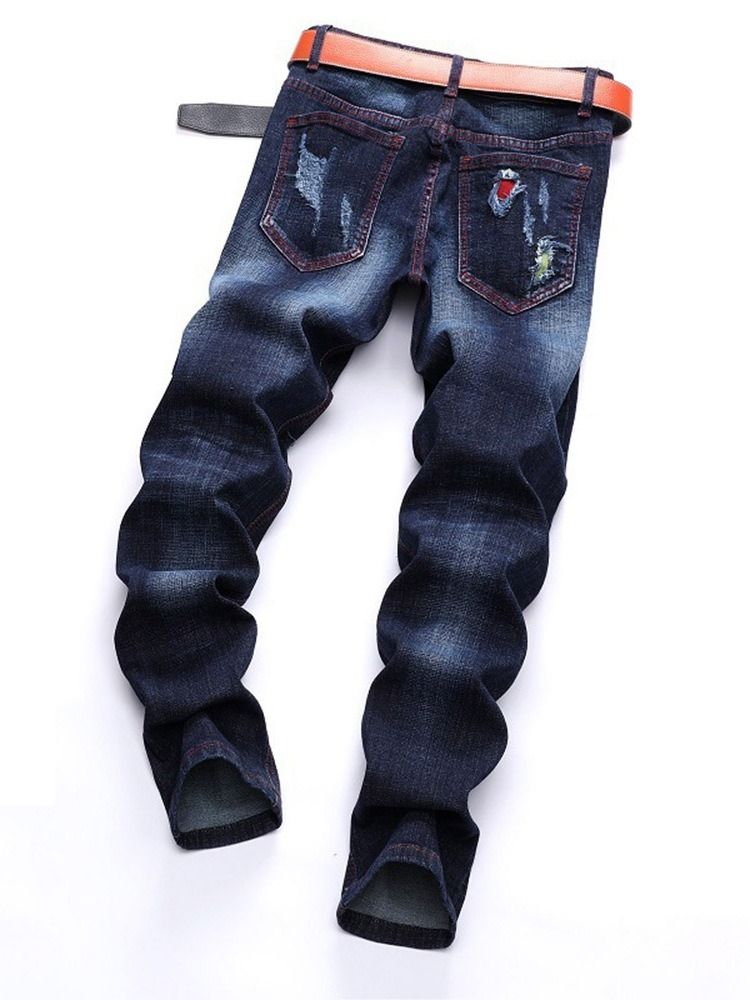 Vanlig Fickmode Dragkedja För Män Jeans