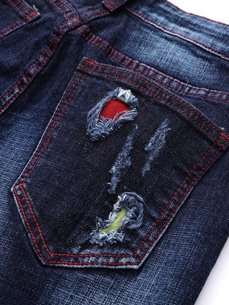 Vanlig Fickmode Dragkedja För Män Jeans