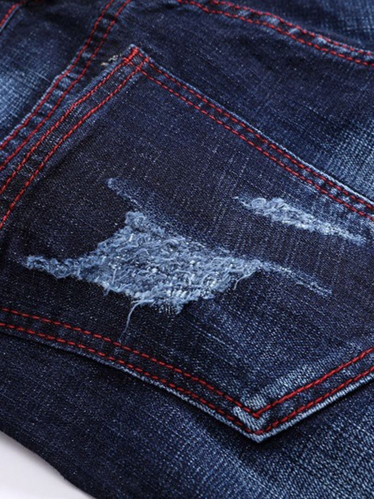 Vanlig Fickmode Dragkedja För Män Jeans
