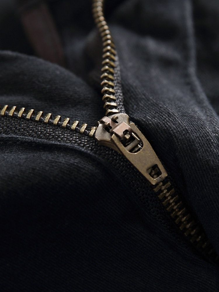 Vanlig Veckad Dragkedja Med Mitten Av Midjan För Män Jeans