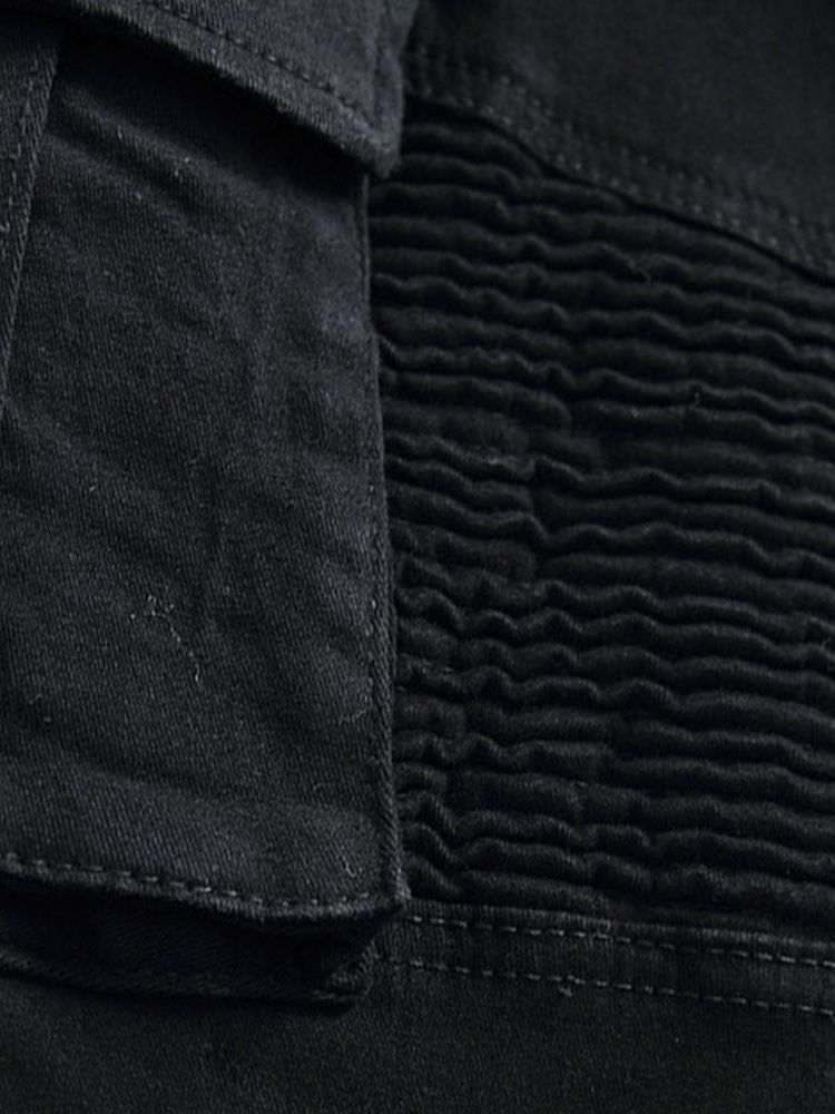 Vanlig Veckad Dragkedja Med Mitten Av Midjan För Män Jeans