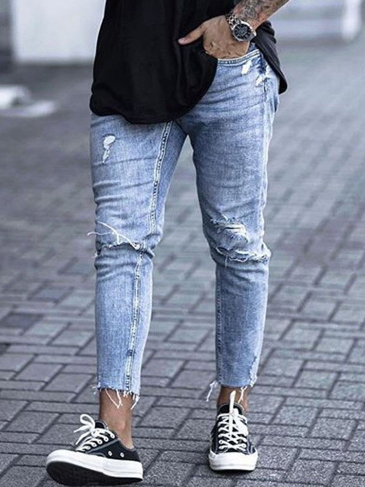 Vanliga Ficka Jeans Med Dragkedja För Män