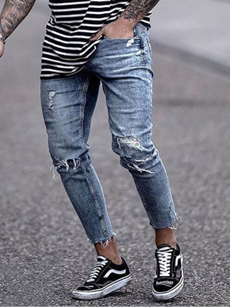 Vanliga Ficka Jeans Med Dragkedja För Män