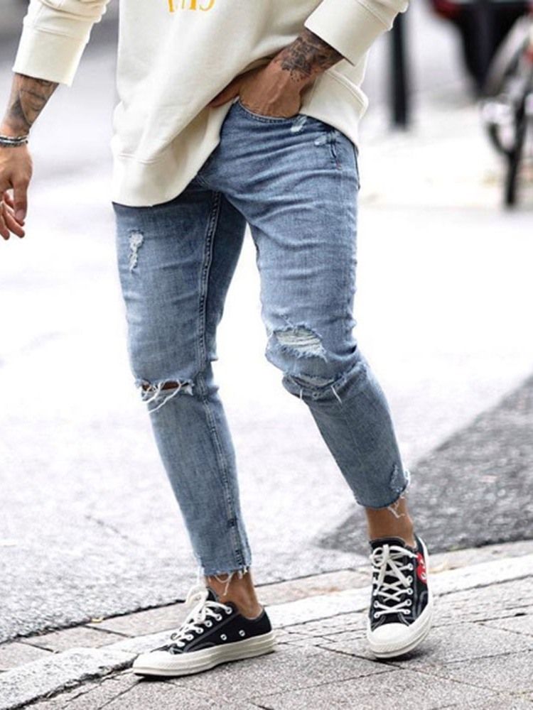 Vanliga Ficka Jeans Med Dragkedja För Män