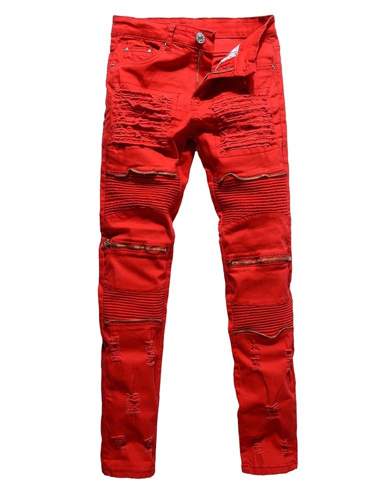 Vanliga Pencil Byxor Dragkedja Europeiska Jeans