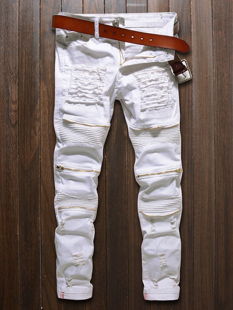 Vanliga Pencil Byxor Dragkedja Europeiska Jeans