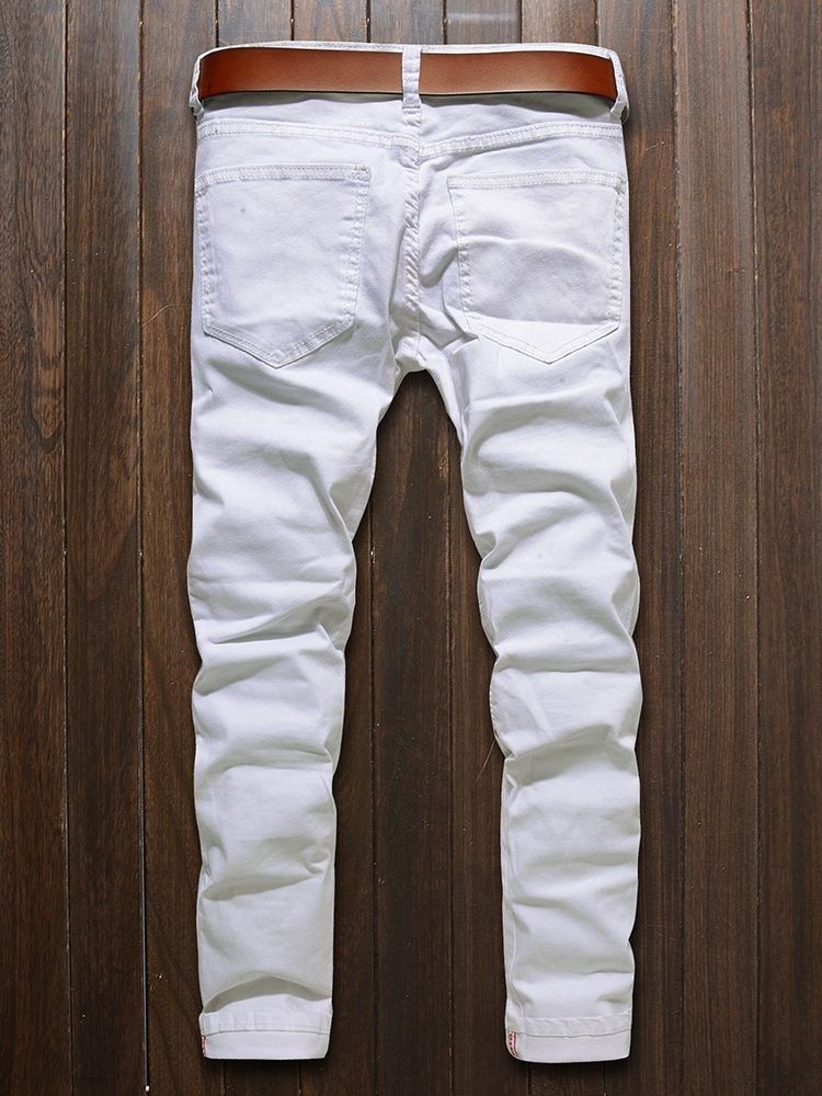 Vanliga Pencil Byxor Dragkedja Europeiska Jeans