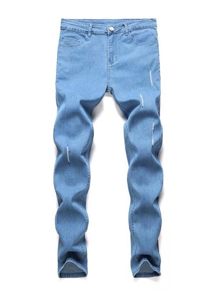 Vanliga Pencil Byxor Mid Waist Europeiska Mäns Jeans