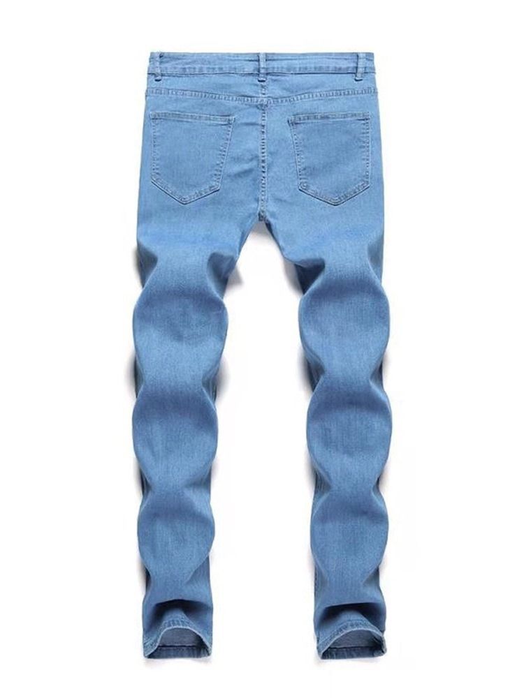 Vanliga Pencil Byxor Mid Waist Europeiska Mäns Jeans