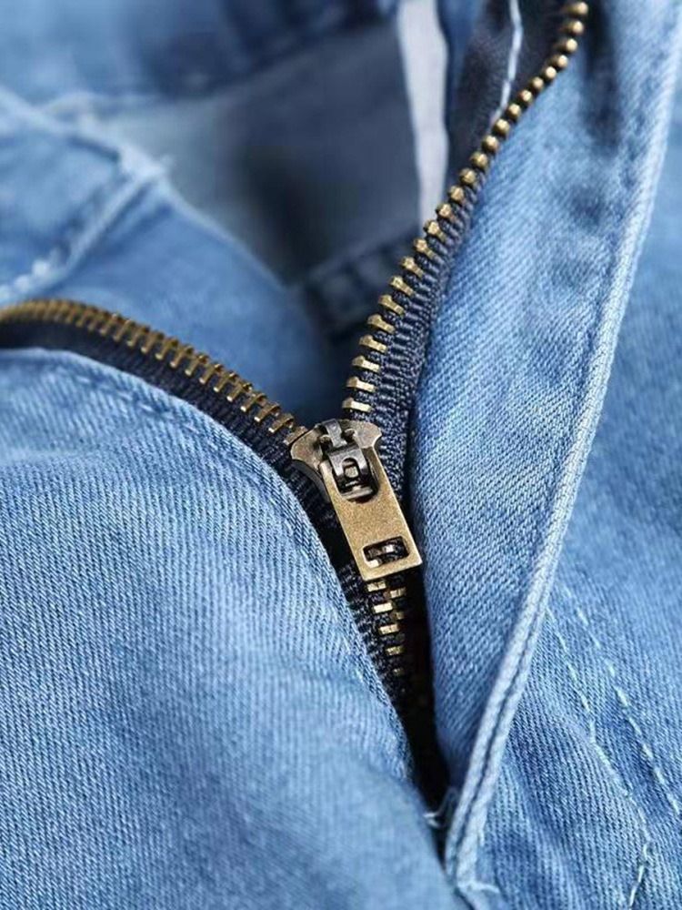 Vanliga Pencil Byxor Mid Waist Europeiska Mäns Jeans