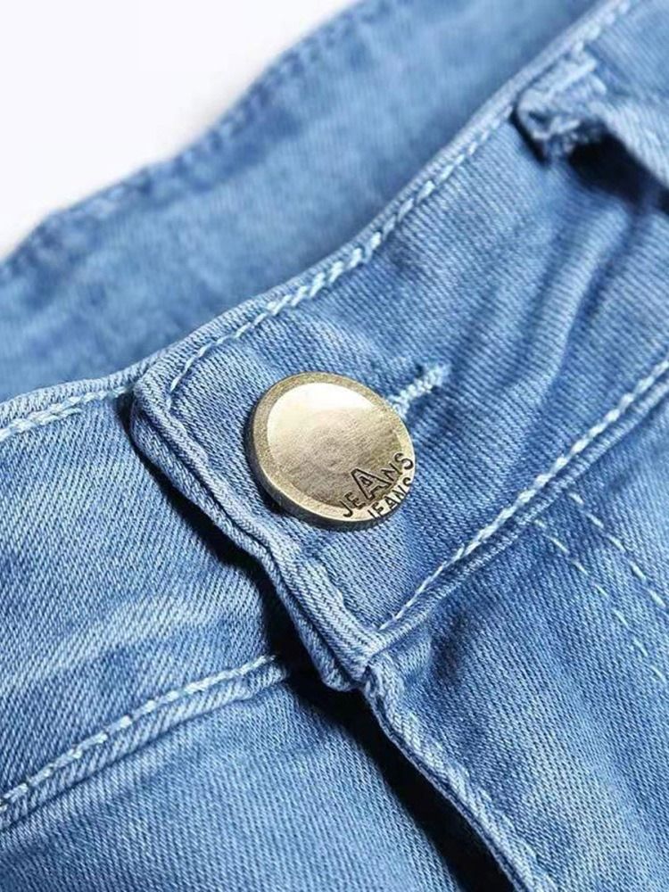 Vanliga Pencil Byxor Mid Waist Europeiska Mäns Jeans