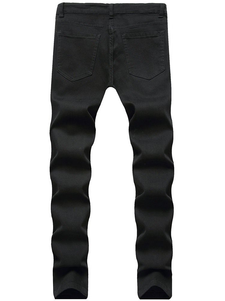 Vanliga Pocket Pencil Byxor Casual Zipper Herr Jeans