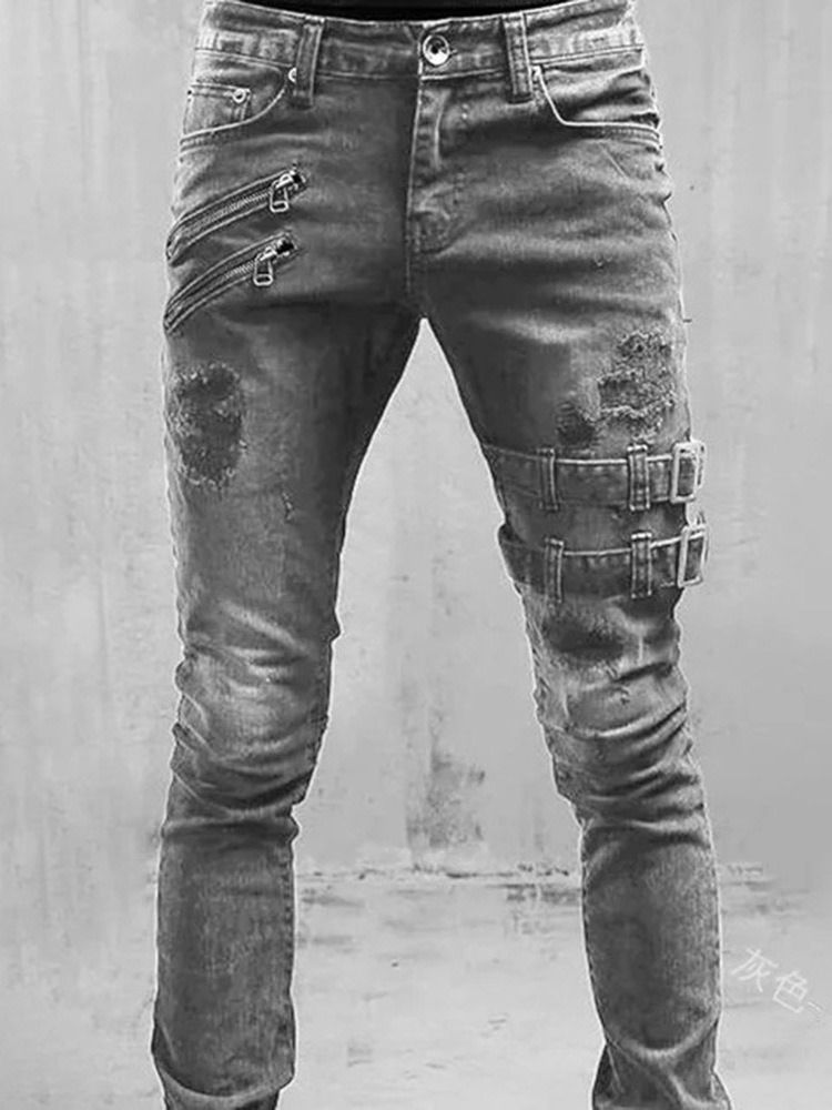 Vanliga Slitna Europeiska Midwaist Jeans