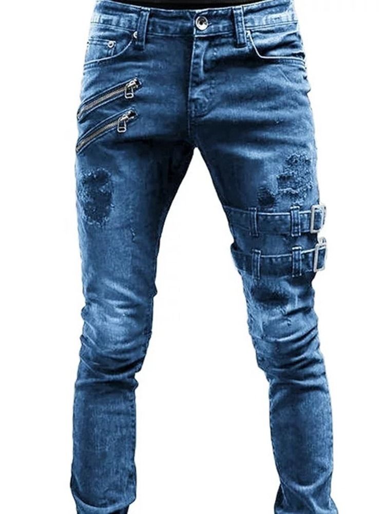 Vanliga Slitna Europeiska Midwaist Jeans
