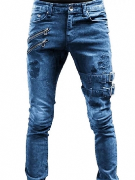 Vanliga Slitna Europeiska Midwaist Jeans