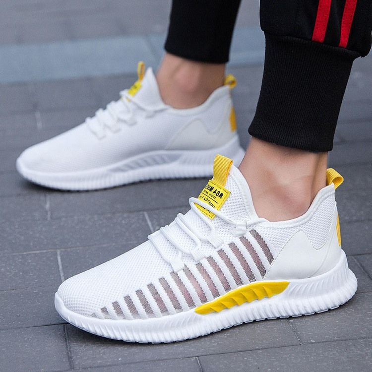 Andningsbar Mesh Color Block Snörning För Män Atletiska Skor