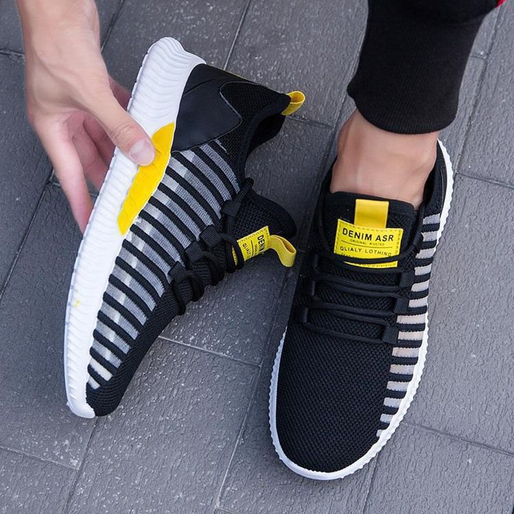 Andningsbar Mesh Color Block Snörning För Män Atletiska Skor
