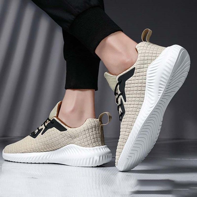 Flyknit Color Block Snörning Utomhussneakers För Män