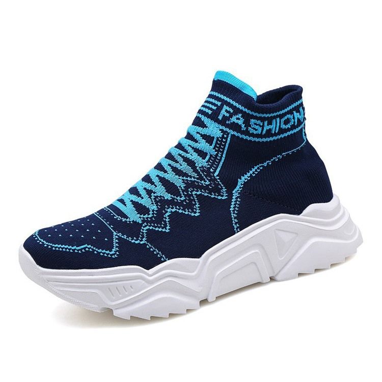 High Top Elastiskt Band Sport Rund Toe Sneakers För Män