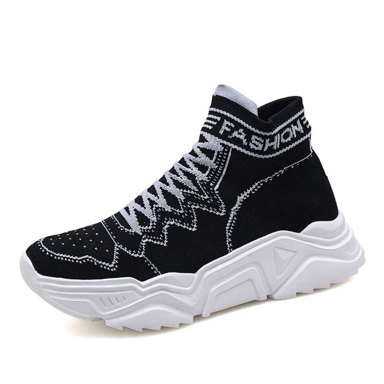 High Top Elastiskt Band Sport Rund Toe Sneakers För Män