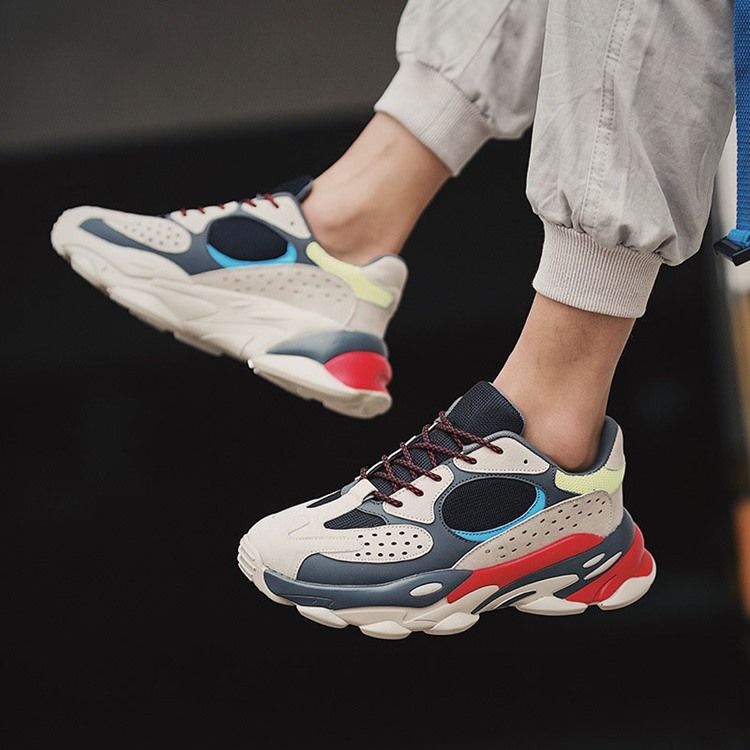 Mesh Color Block Rund Toe Sneakers För Män