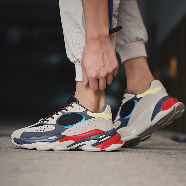 Mesh Color Block Rund Toe Sneakers För Män