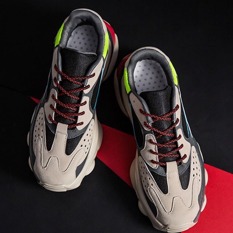 Mesh Color Block Rund Toe Sneakers För Män