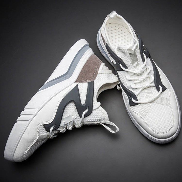 Mesh Color Block Snörning Rund Toe Löparskor För Män