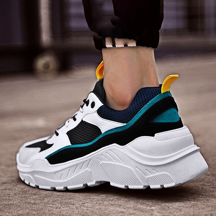 Mesh Färgblock Rund Tå Herrsneakers