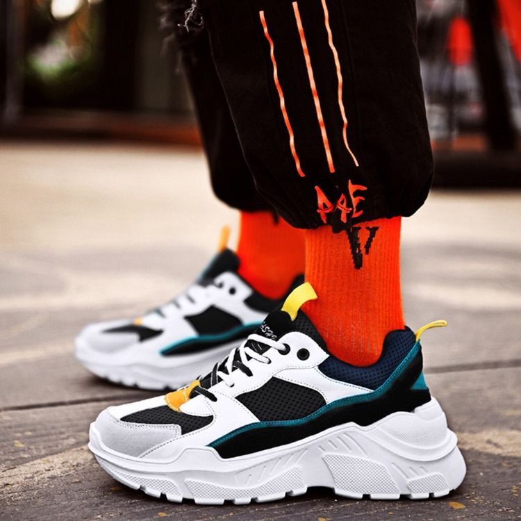 Mesh Färgblock Rund Tå Herrsneakers