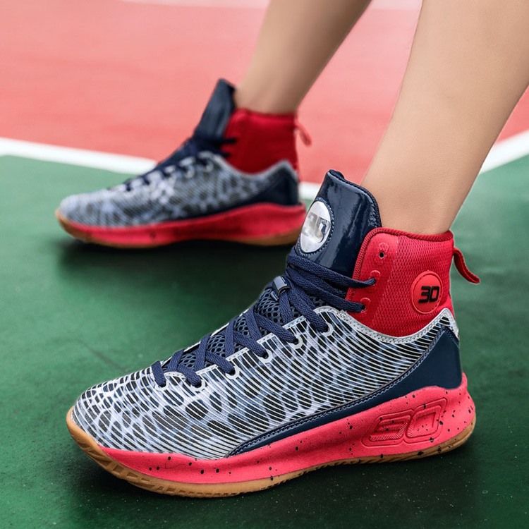 Mesh Patchwork Lace-Up Rund Toe Chic Sneakers För Män