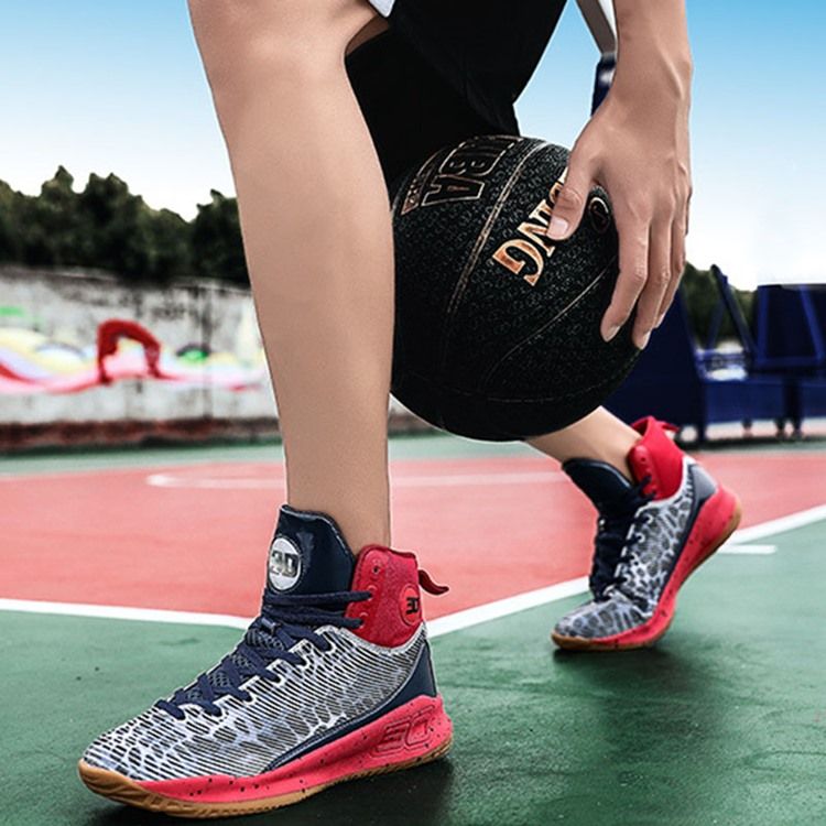 Mesh Patchwork Lace-Up Rund Toe Chic Sneakers För Män