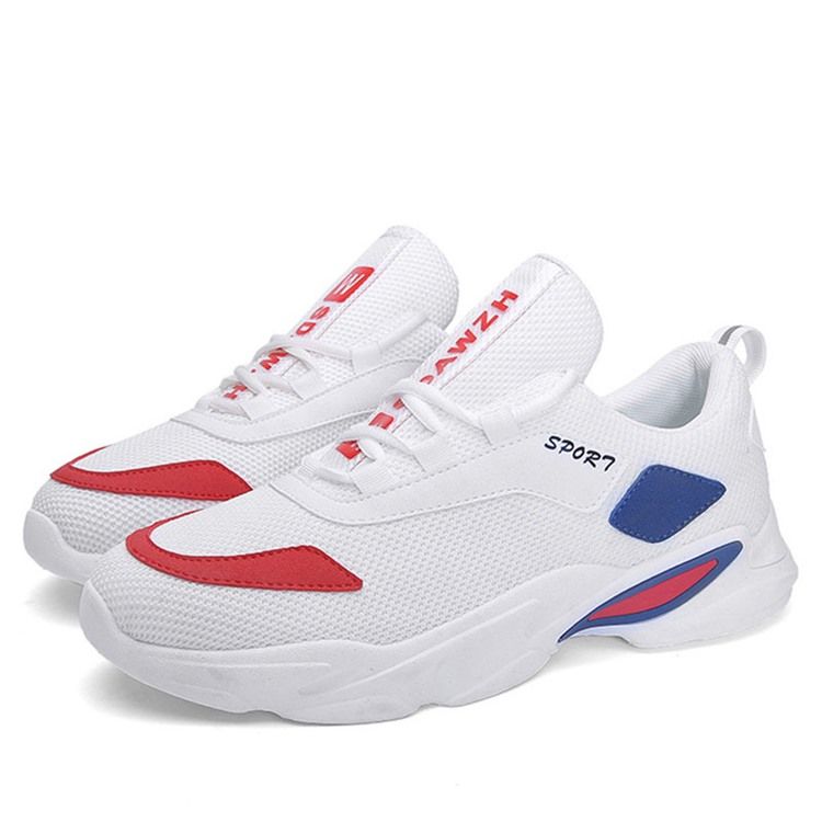 Mesh Patchwork Sneakers Med Snörning För Män