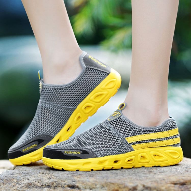 Mesh Rund Tå Slip-On Mäns Fritidsskor