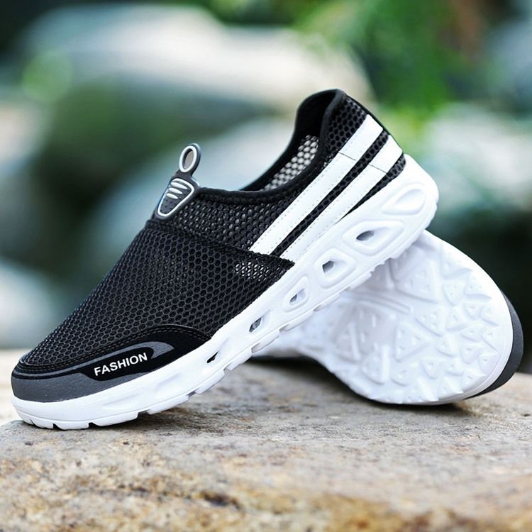 Mesh Rund Tå Slip-On Mäns Fritidsskor