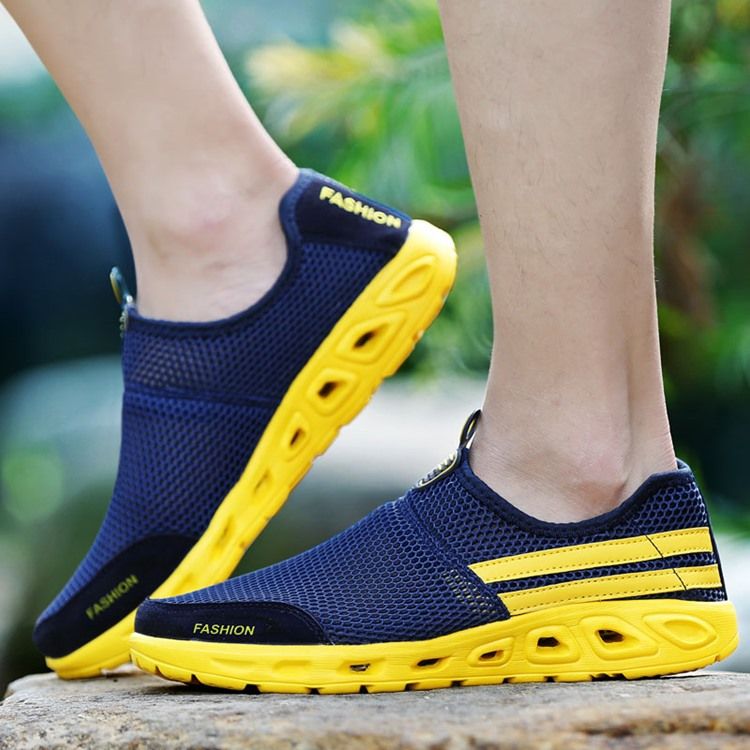 Mesh Rund Tå Slip-On Mäns Fritidsskor