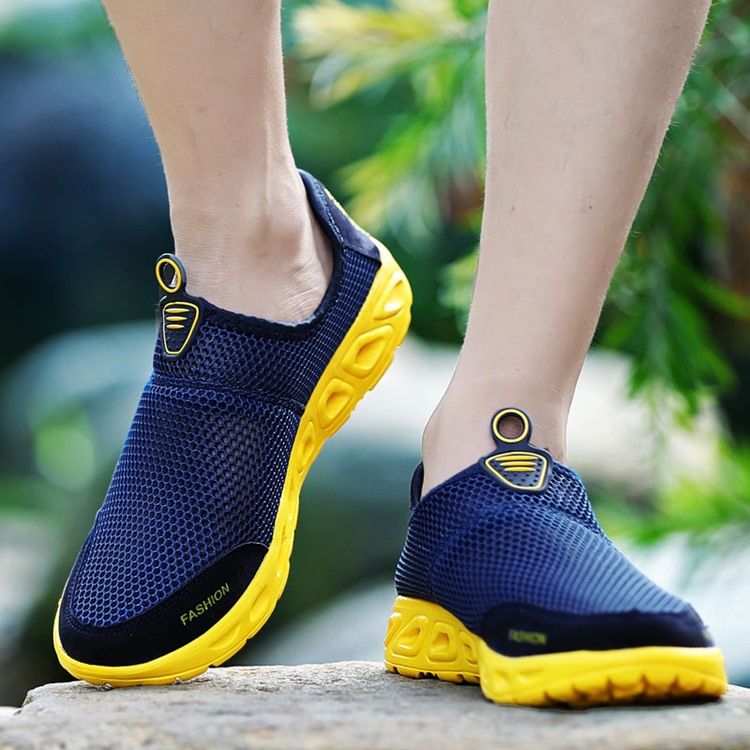 Mesh Rund Tå Slip-On Mäns Fritidsskor