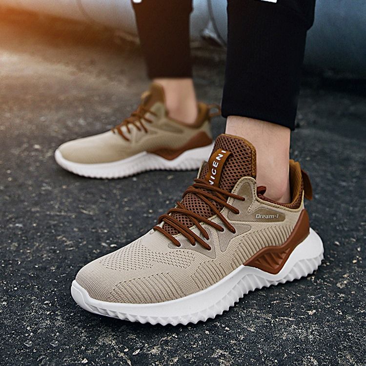 Mesh Sneakers Rund Toe Casual Sneakers För Män