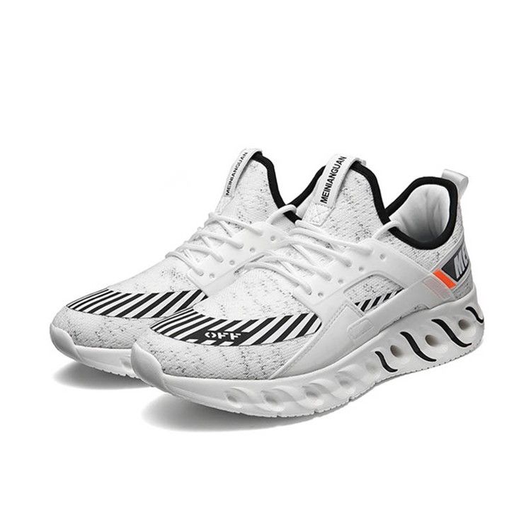 Mesh Stripe Print Sneakers Rund Toe Herrsneakers
