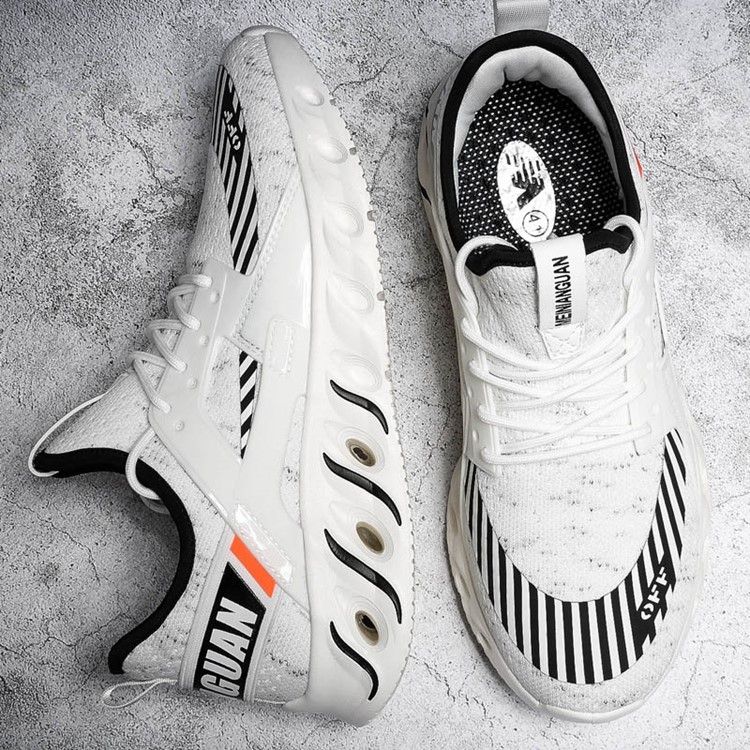 Mesh Stripe Print Sneakers Rund Toe Herrsneakers