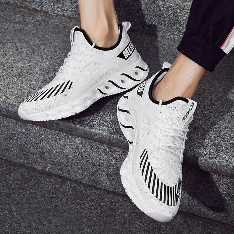 Mesh Stripe Print Sneakers Rund Toe Herrsneakers