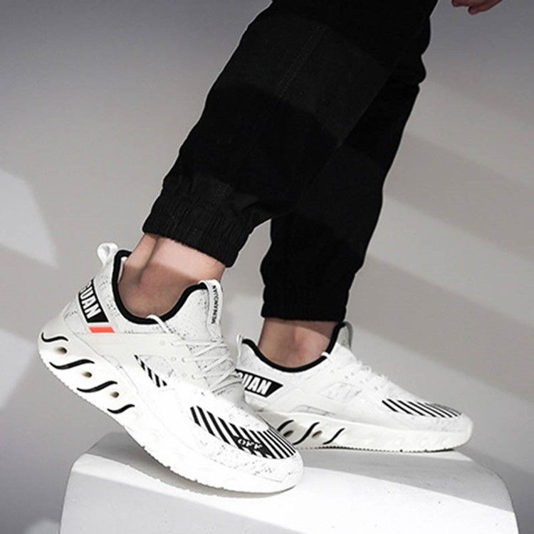 Mesh Stripe Print Sneakers Rund Toe Herrsneakers