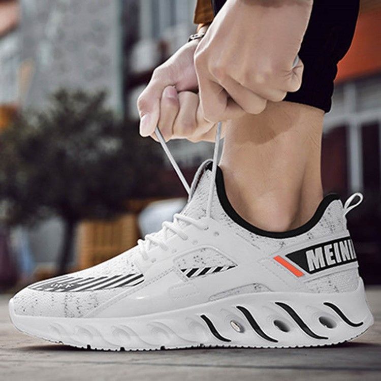 Mesh Stripe Print Sneakers Rund Toe Herrsneakers
