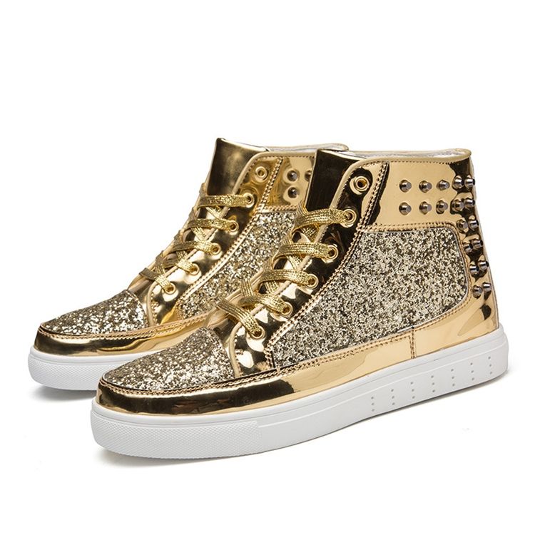 Patchwork High-Cut Övre Snörning Rund Toe Skate Herrskor
