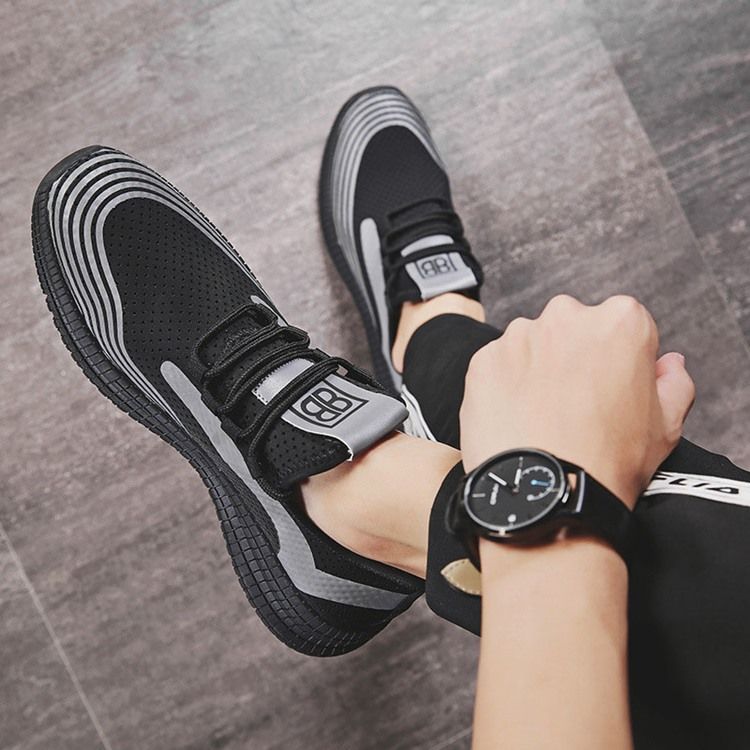 Patchwork Slip-On Low-Cut Övre Mesh Sneakers För Män