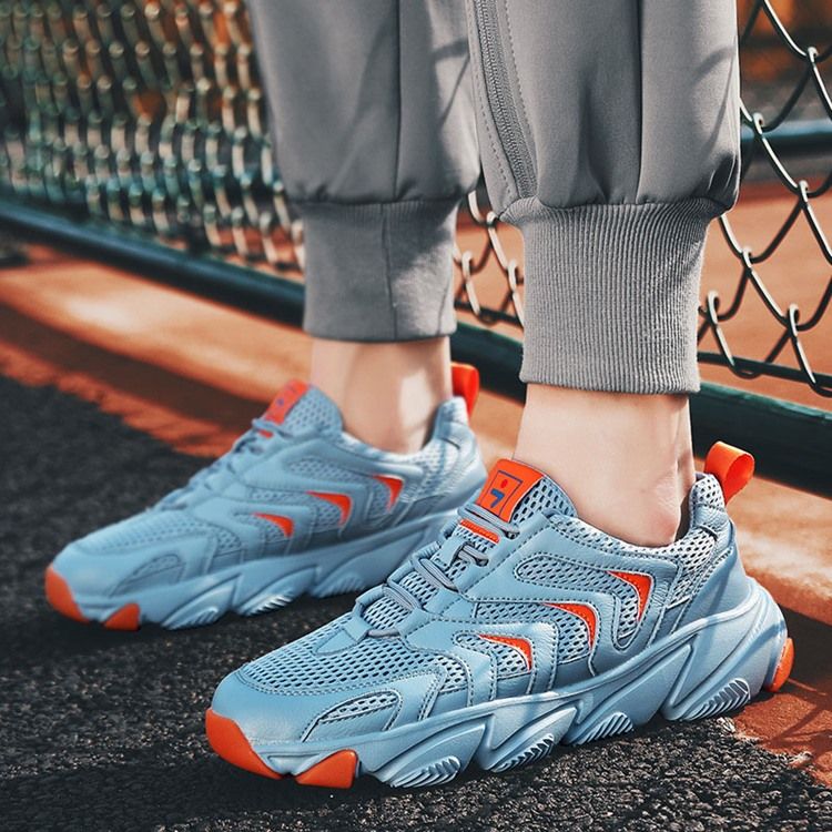 Pu Color Block Rund Toe Sneakers För Män
