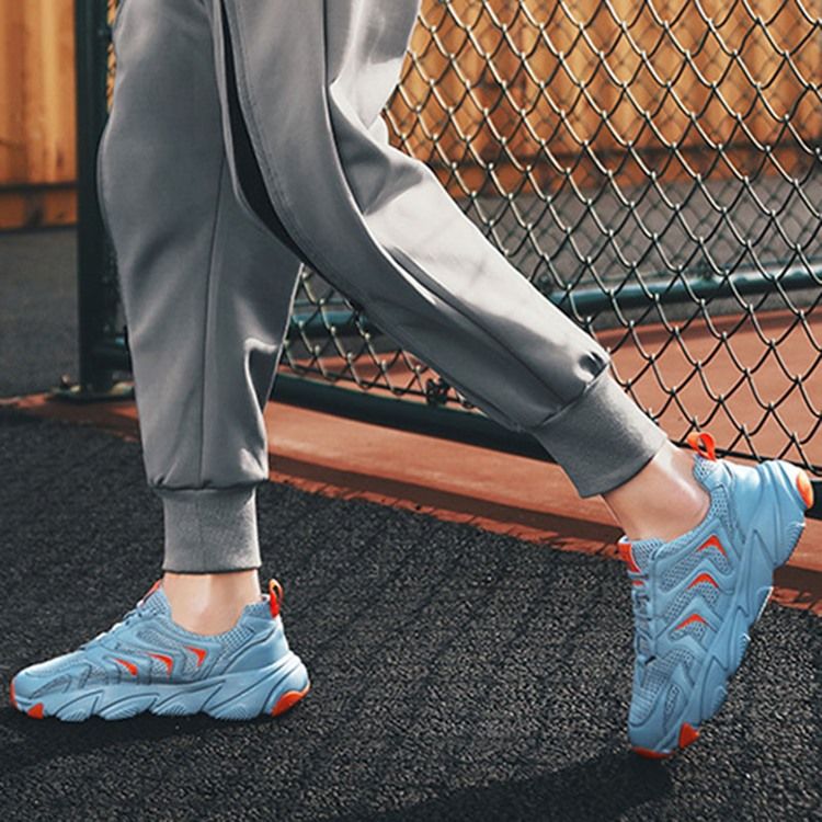 Pu Color Block Rund Toe Sneakers För Män