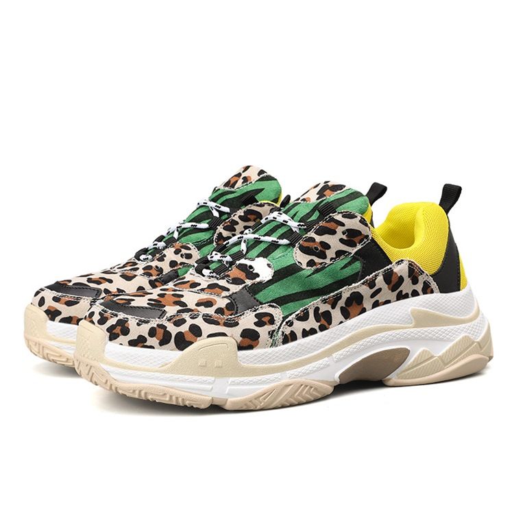 Sneakers För Män I Leopardmönstret Lågskurna Övre Snörning