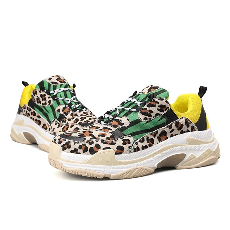 Sneakers För Män I Leopardmönstret Lågskurna Övre Snörning