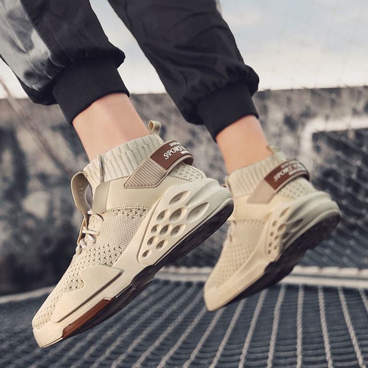 Sneakers För Män Med Kardborre Runt Tå